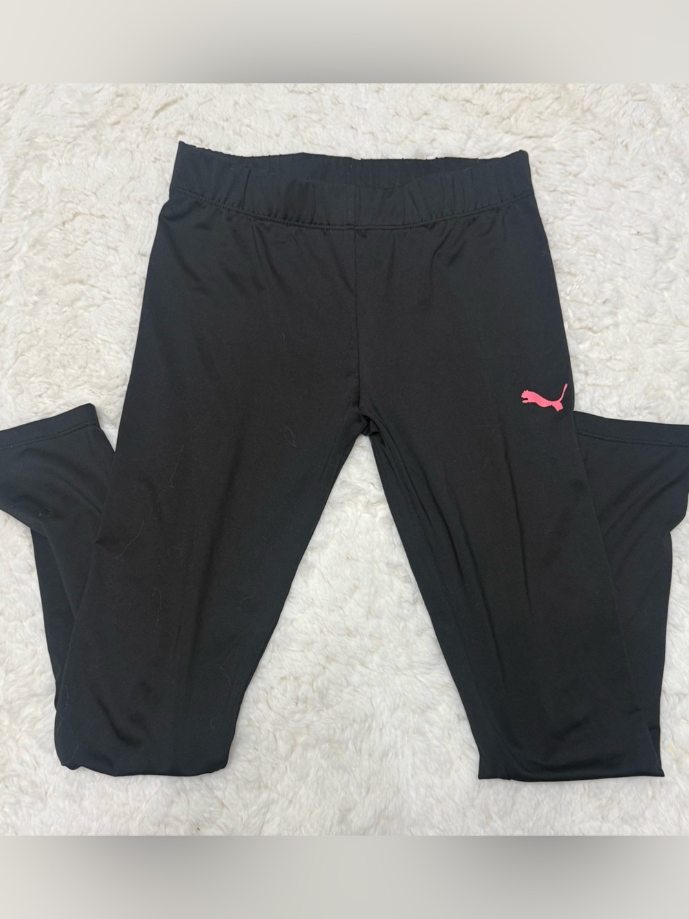 Puma Black Kids' Leggings with Pink Puma Cat Logo